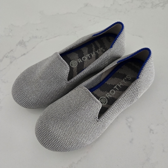 Rothy's Kids Toddler The Loafer Gray Sparkle Metallic Silver Glitter Size 10 - Picture 2 of 6